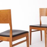 Set of 4 Italian Chairs by DAL1923, 1980s, Elm Wood, Black Faux Leather