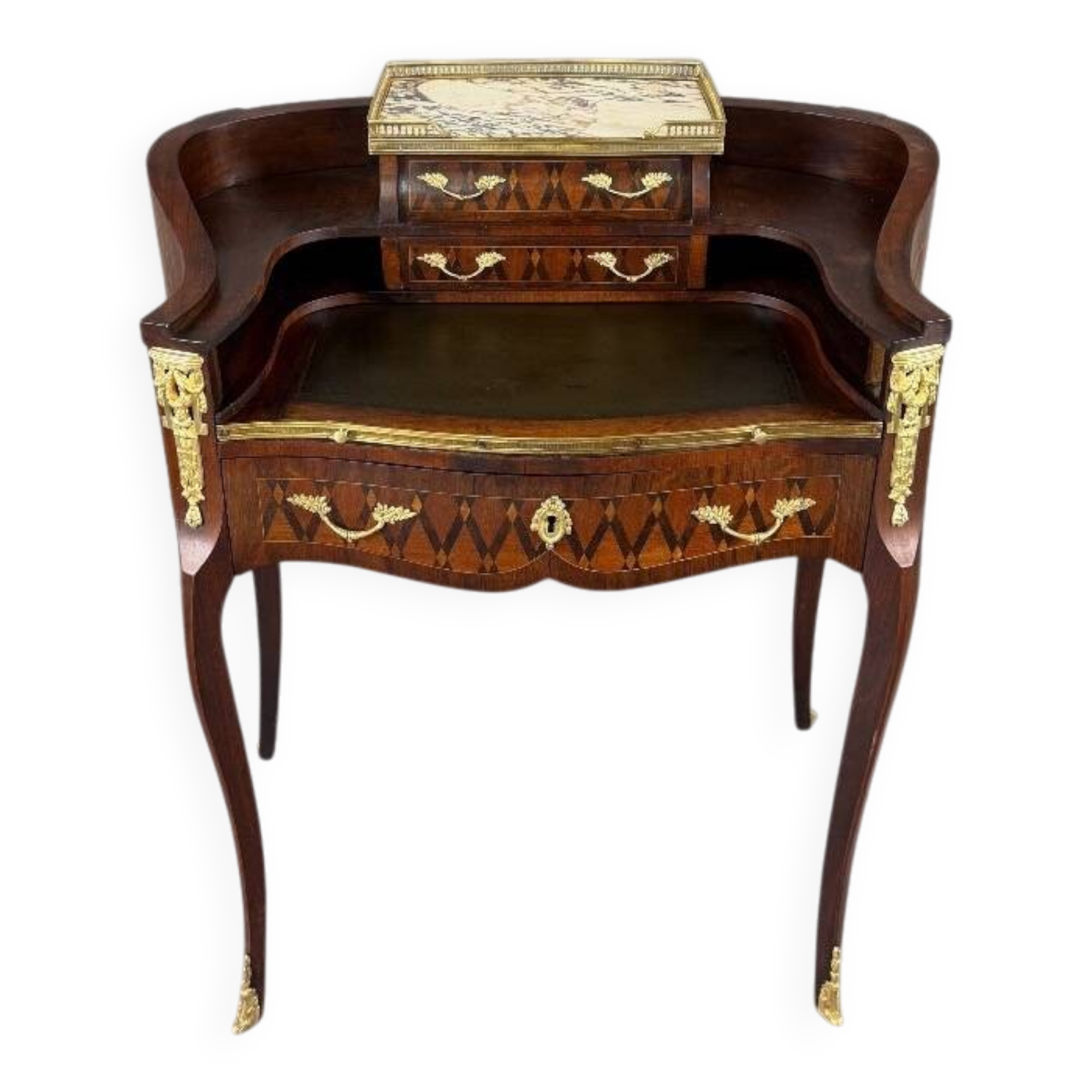 Bureau de dame Napoléon III en marqueterie et bronze doré, XIXe Siècle