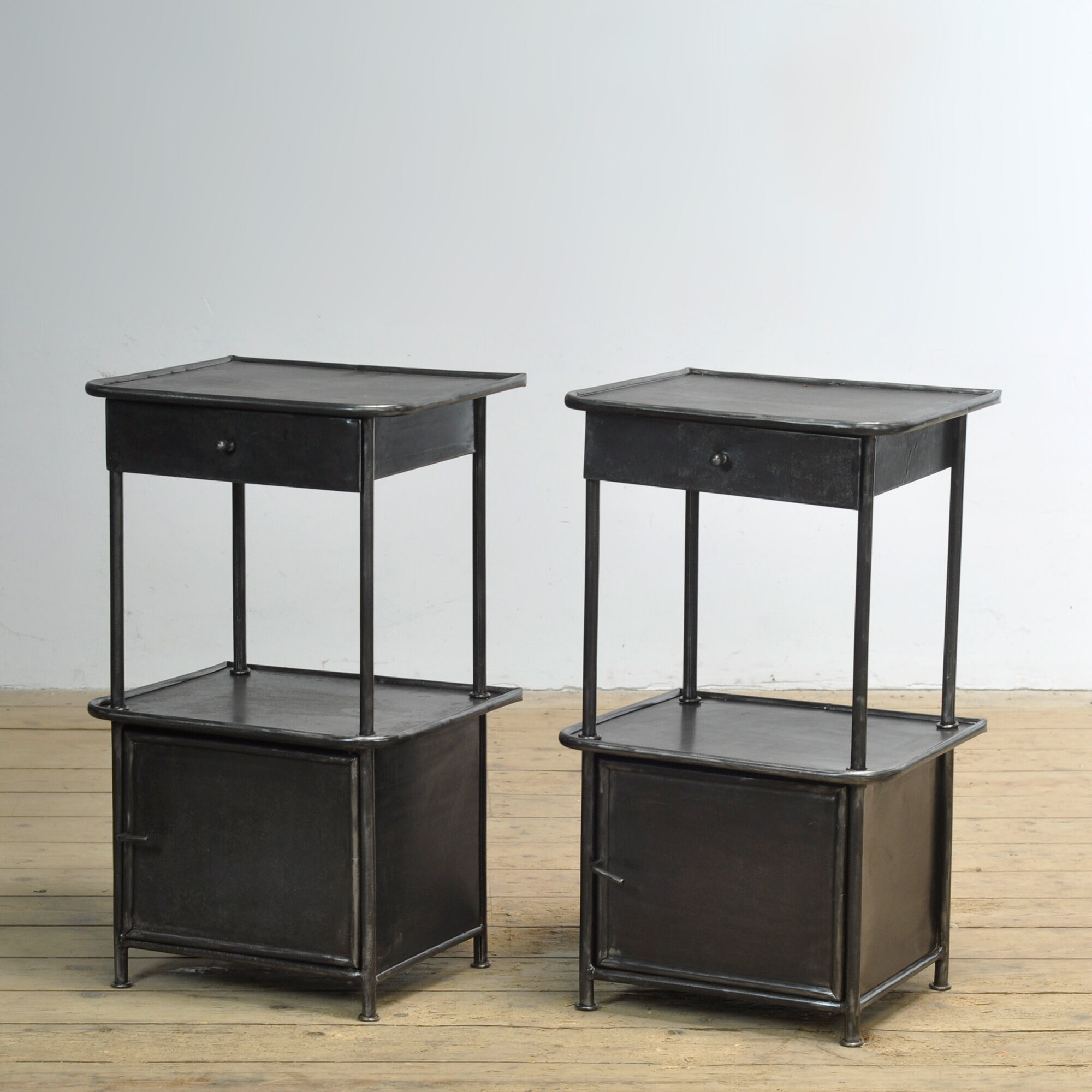 Set of iron bedside tables, 1910s
