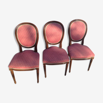 Lot de 3 chaises medaillon style Louis XVl