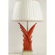 Lampe en métal laqué orange, base marbre, 1970.