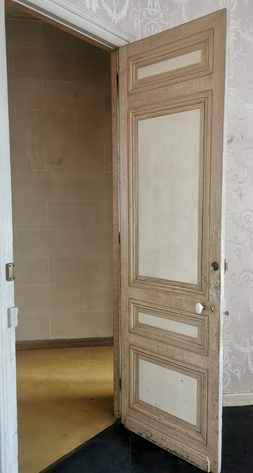 Double-sided passage door in 20th century patinated fir