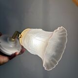 Vintage frosted glass tulip wall lamp