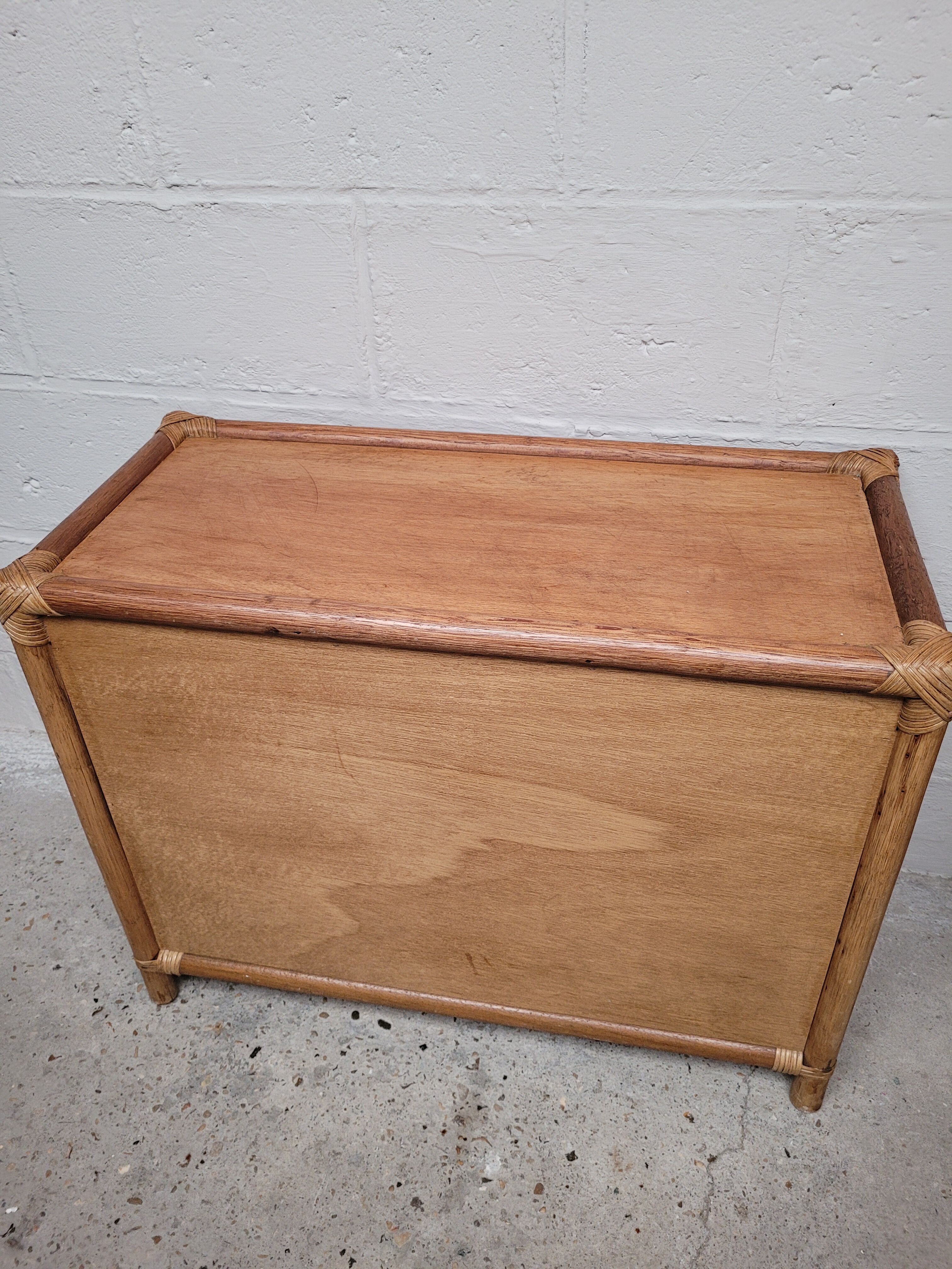 Sideboard wood, bamboo and rattan