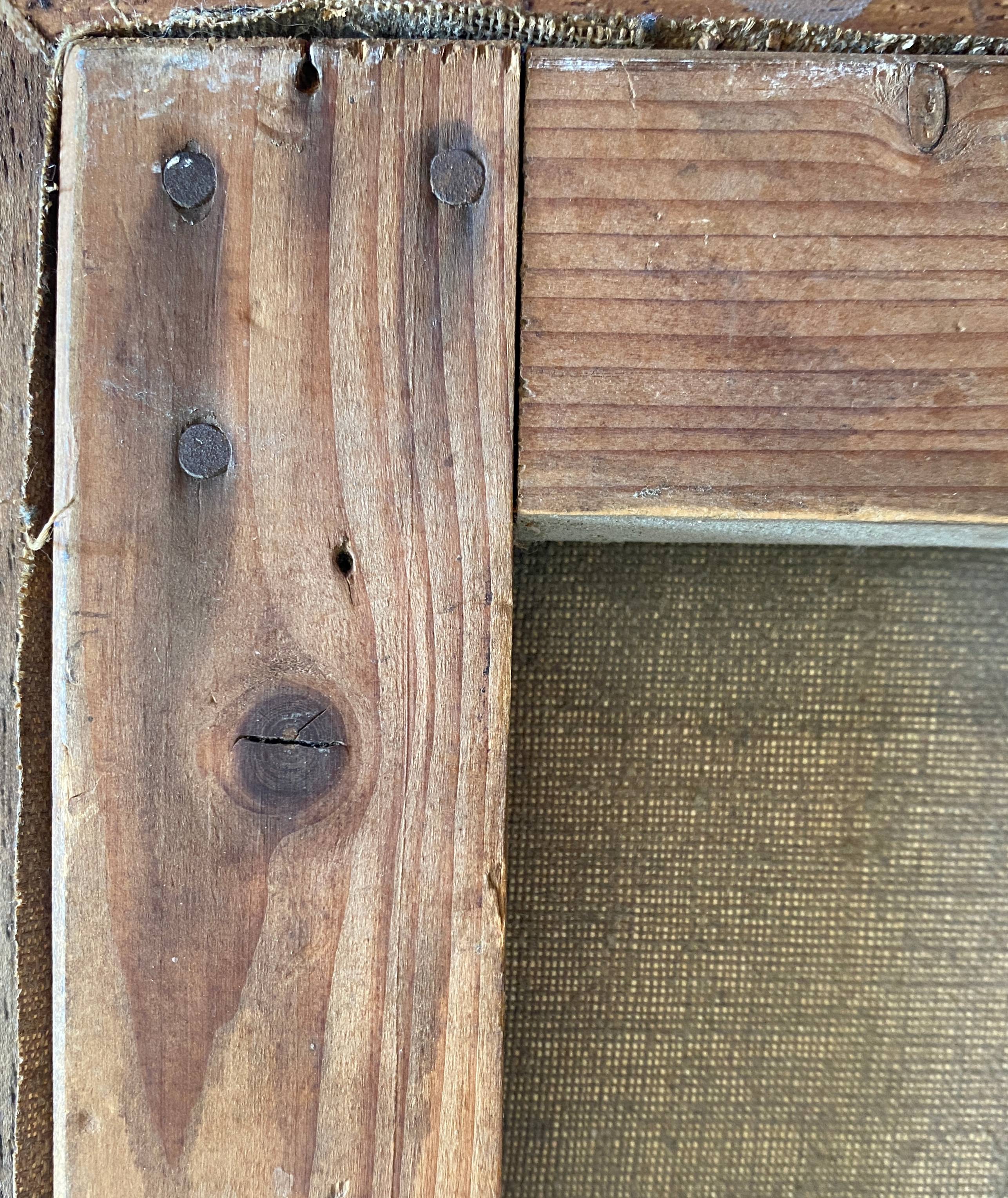 Painting by A. Bonabeau "Wooded riverside" HST, frame circa 1950