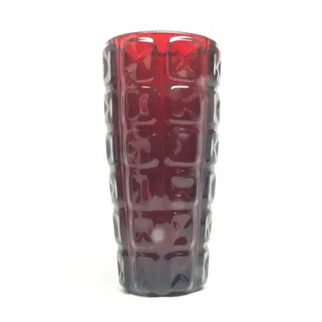Mid-century modern vase, red soda glass, Ząbkowice, Poland, 1970s