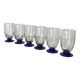 6 Art Deco glasses with blue stems, 16 cl.