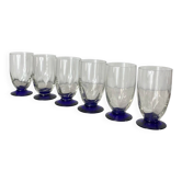 6 Art Deco glasses with blue stems, 16 cl.