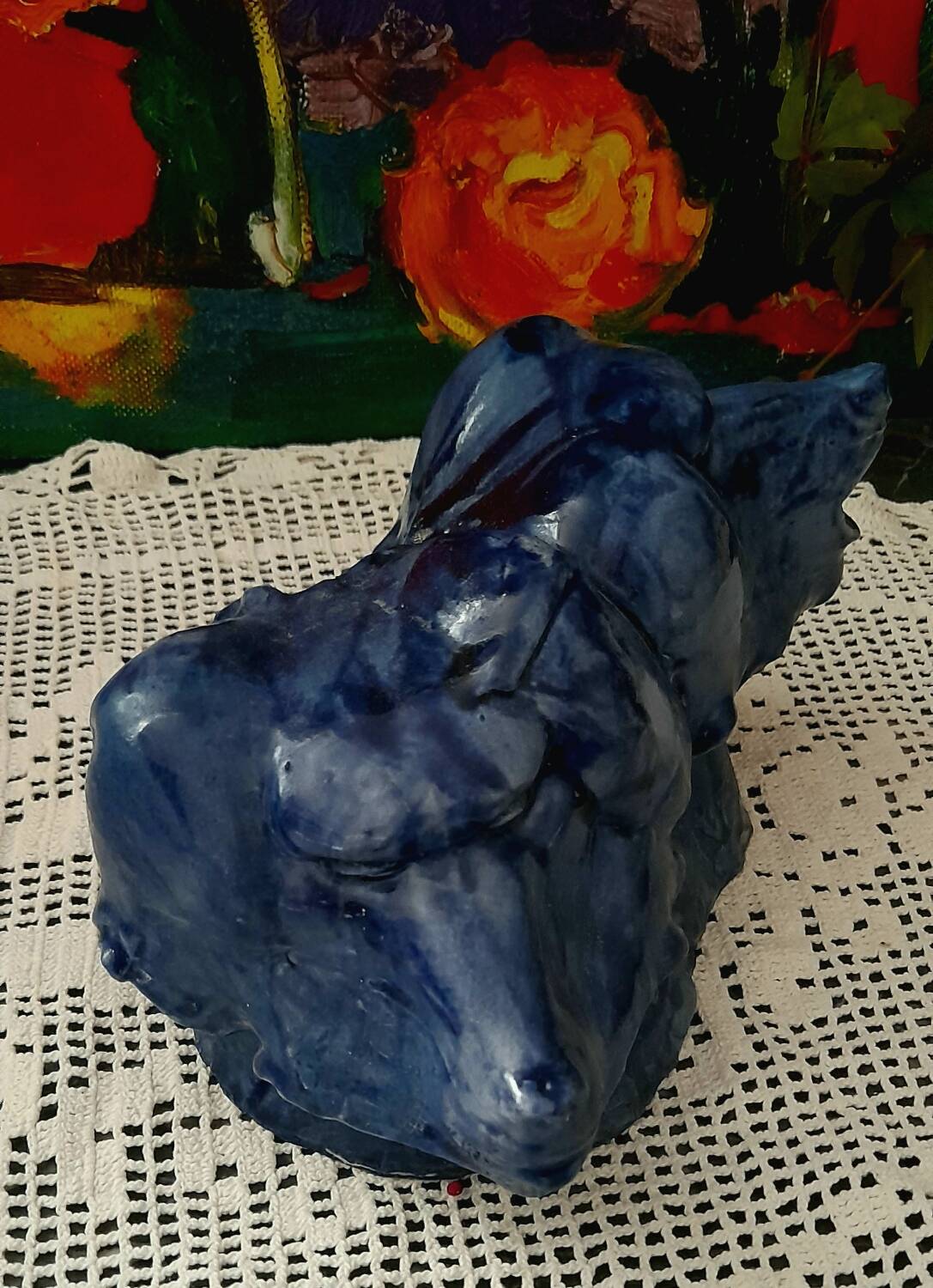 Ceramic Blue Baboons Art Crafts