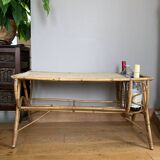 Vintage wicker rattan coffee table from the 1960s/70s (delivery possible)