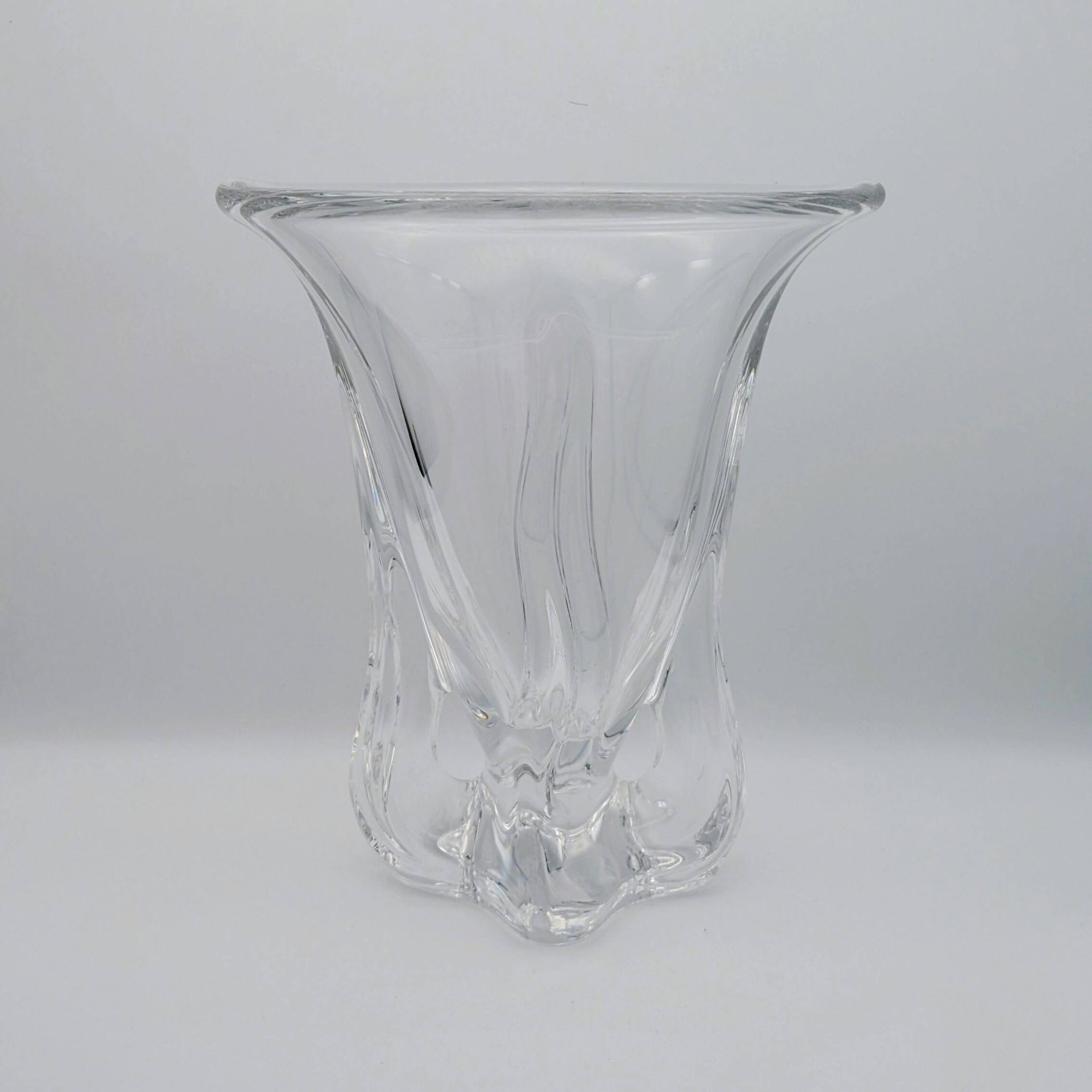 Art Vannes France - Large Sculptural Free-Form Vase - Solid Crystal 1950