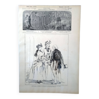 An illustration drawing period magazine Chronique parisienne 1885 illustrator Bric à Brač