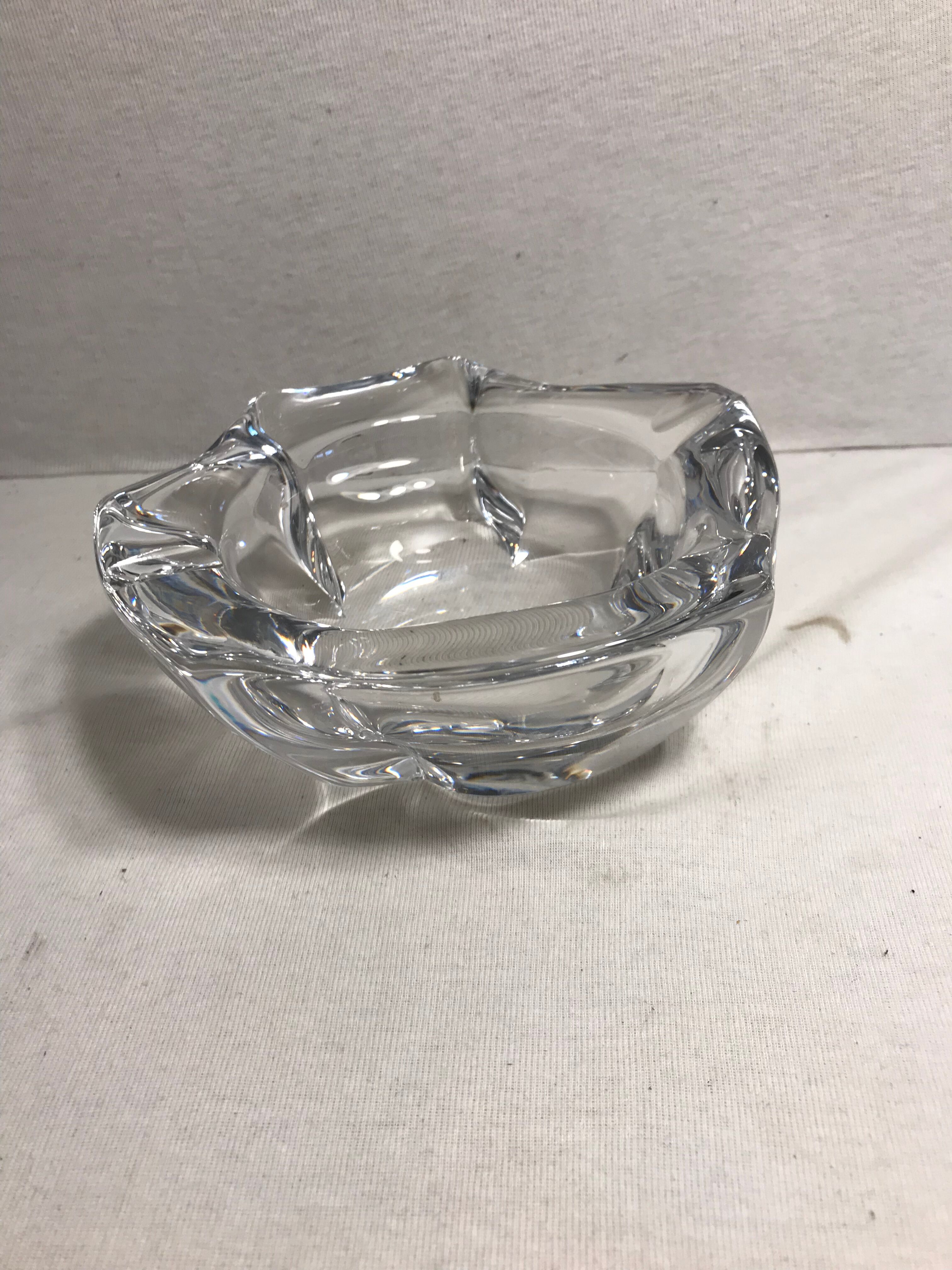 Former grand model Daum crystal ashtray signed France vintage