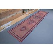 Vintage Turkish hand-knotted runner rug 84x353