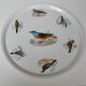 Pie dish Porcelaine du Berry L. Lourioux motif birds aviary