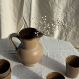 Set of 10 small stoneware mugs from Digoin.