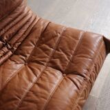 Original Ligne Roset Togo Two Seater Sofa In Leather By Michel Ducaroy '80s