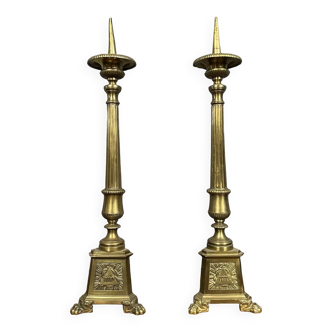 Pair of gilt bronze candlesticks Empire period circa 1810