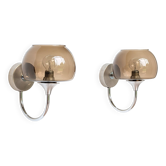 Paire appliques chrome et verre
