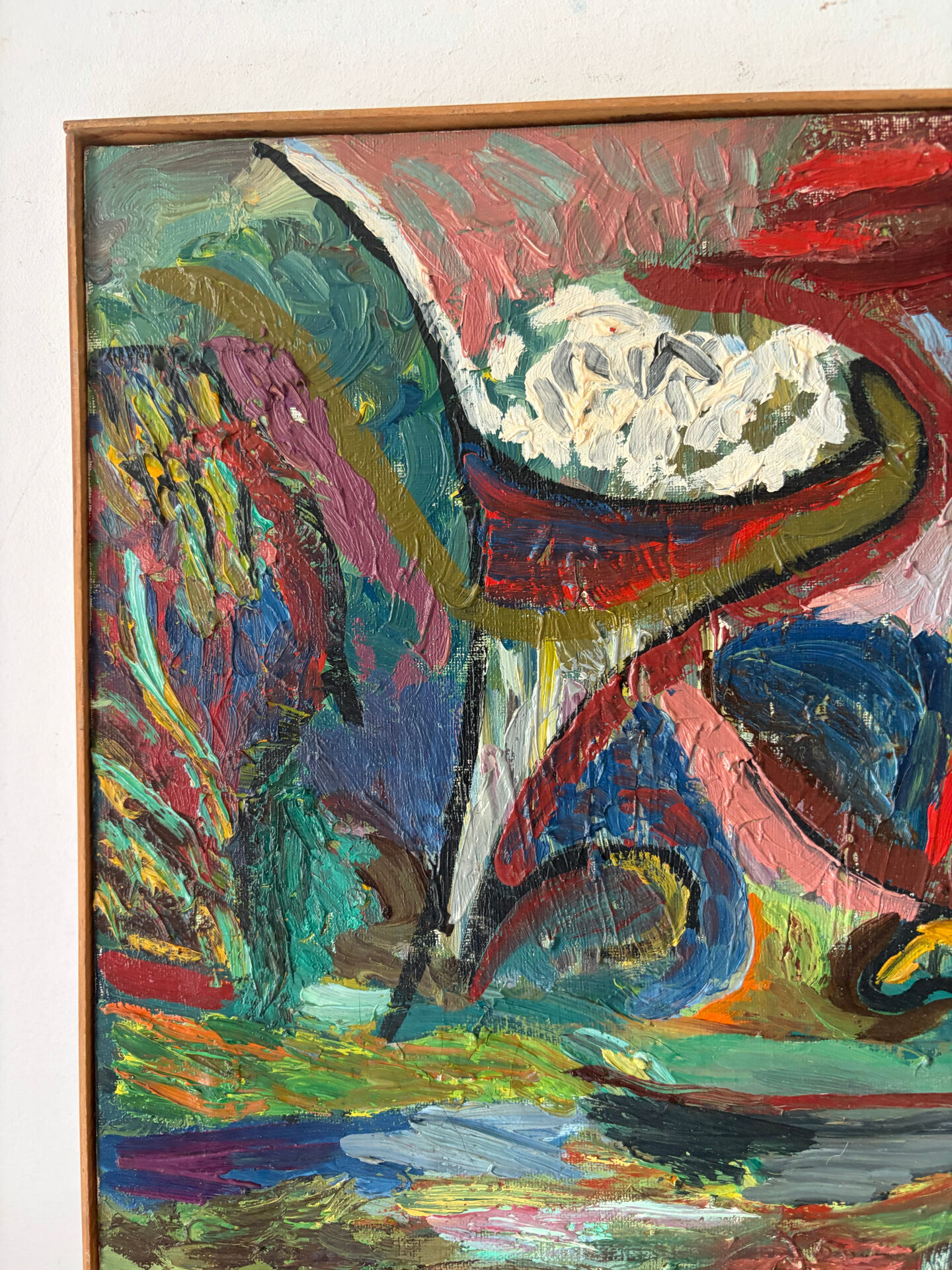 Abstract oil on canvas signed Dognin
