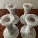 Set of 4 vintage Carrara marble candlesticks