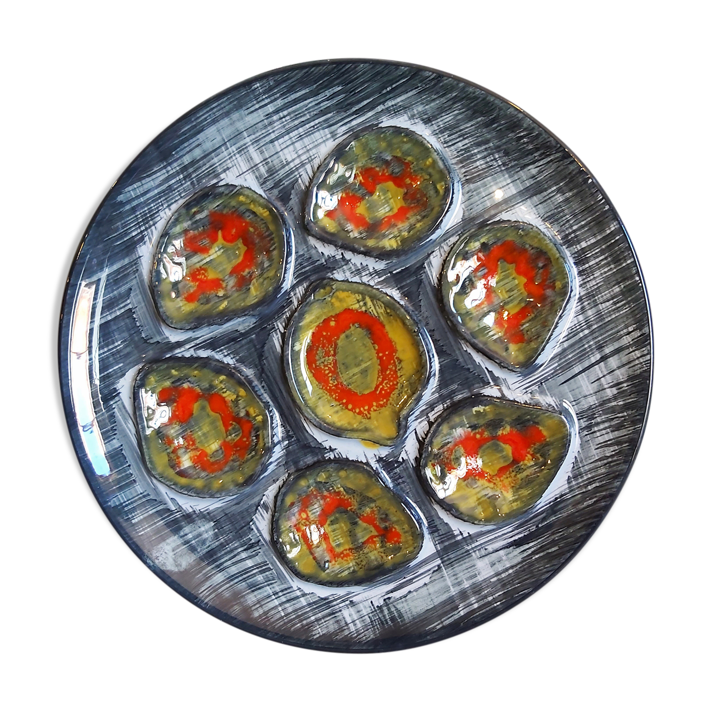 French vintage Pornic oyster plates