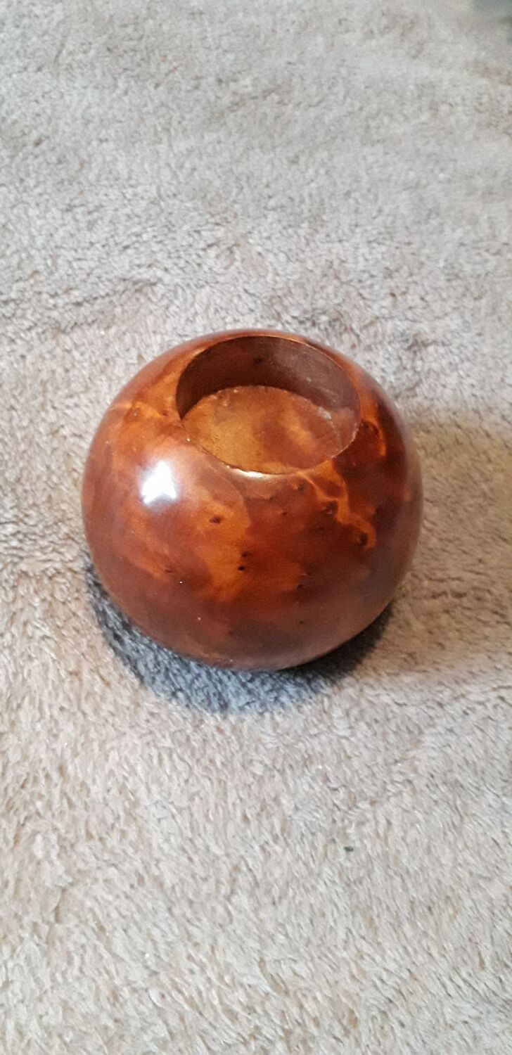 Scandinavian candle holder in elm magnifying glass