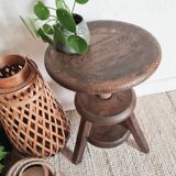 Adjustable old wooden stool