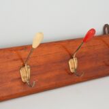 Large vintage 1950s wall-mounted coat rack