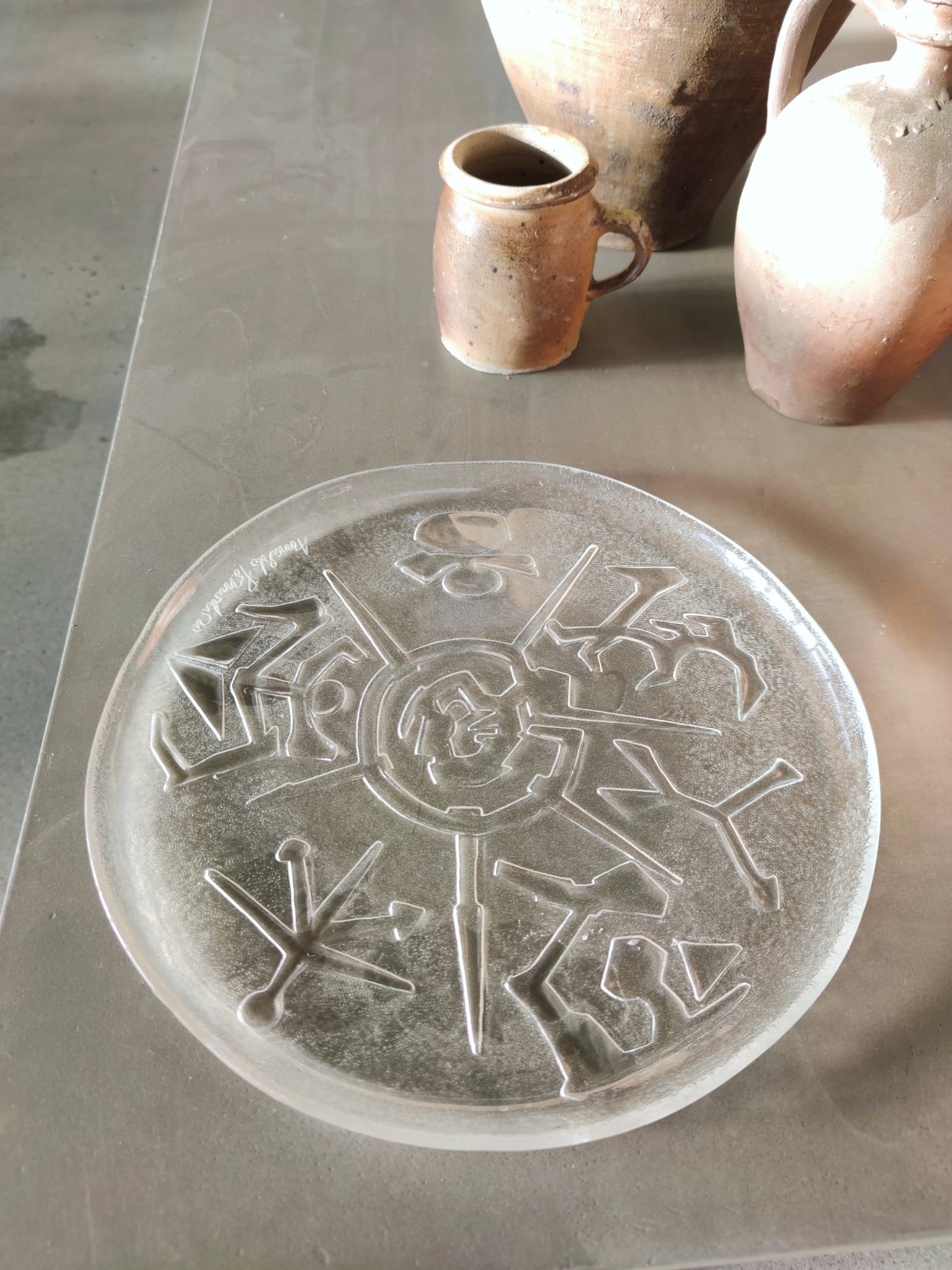 Glass dish by Arnaldo Pomodoro Ars D Milano