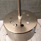 Vintage pendant light with laminated effect glass globe and chrome attachment