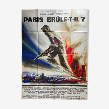 Affiche cinéma originale "Paris brûle-t-il?" Alain Delon, Jean-Paul Belmondo 120x160cm 1966