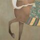 Painted canvas depicting a side view of an Indian horse. Contemporary work.