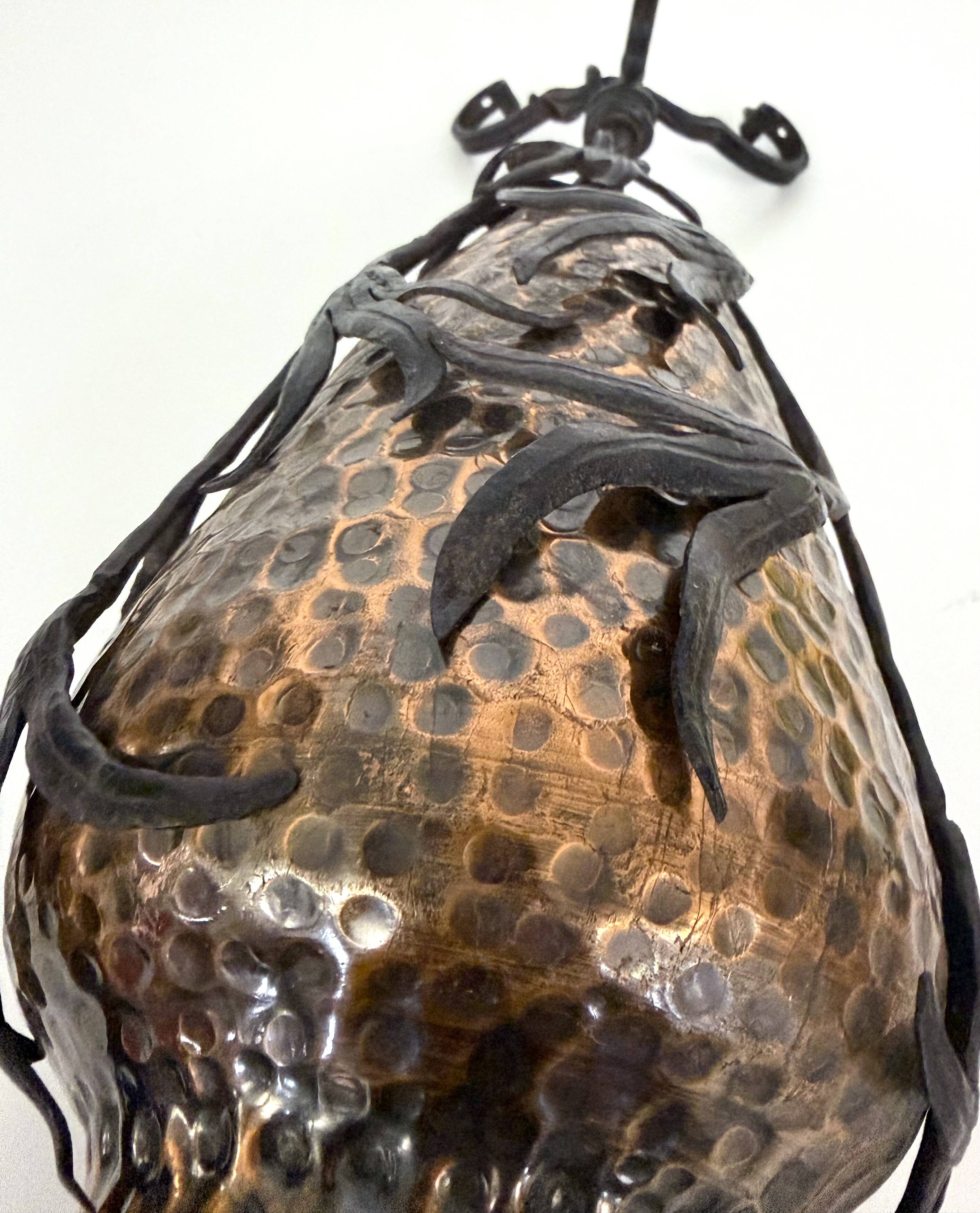 Copper Vase with Wrought Iron Snake and Leaves attr. to Alessandro Mazzucot