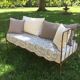 Lit banquette ancien fer forgé avec coussins