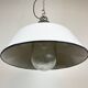 White Enamel and Cast Iron Industrial Pendant Light with Glass Cover, 1960s