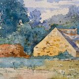 Old painting, landscape of Brittany, signed and dated 1904