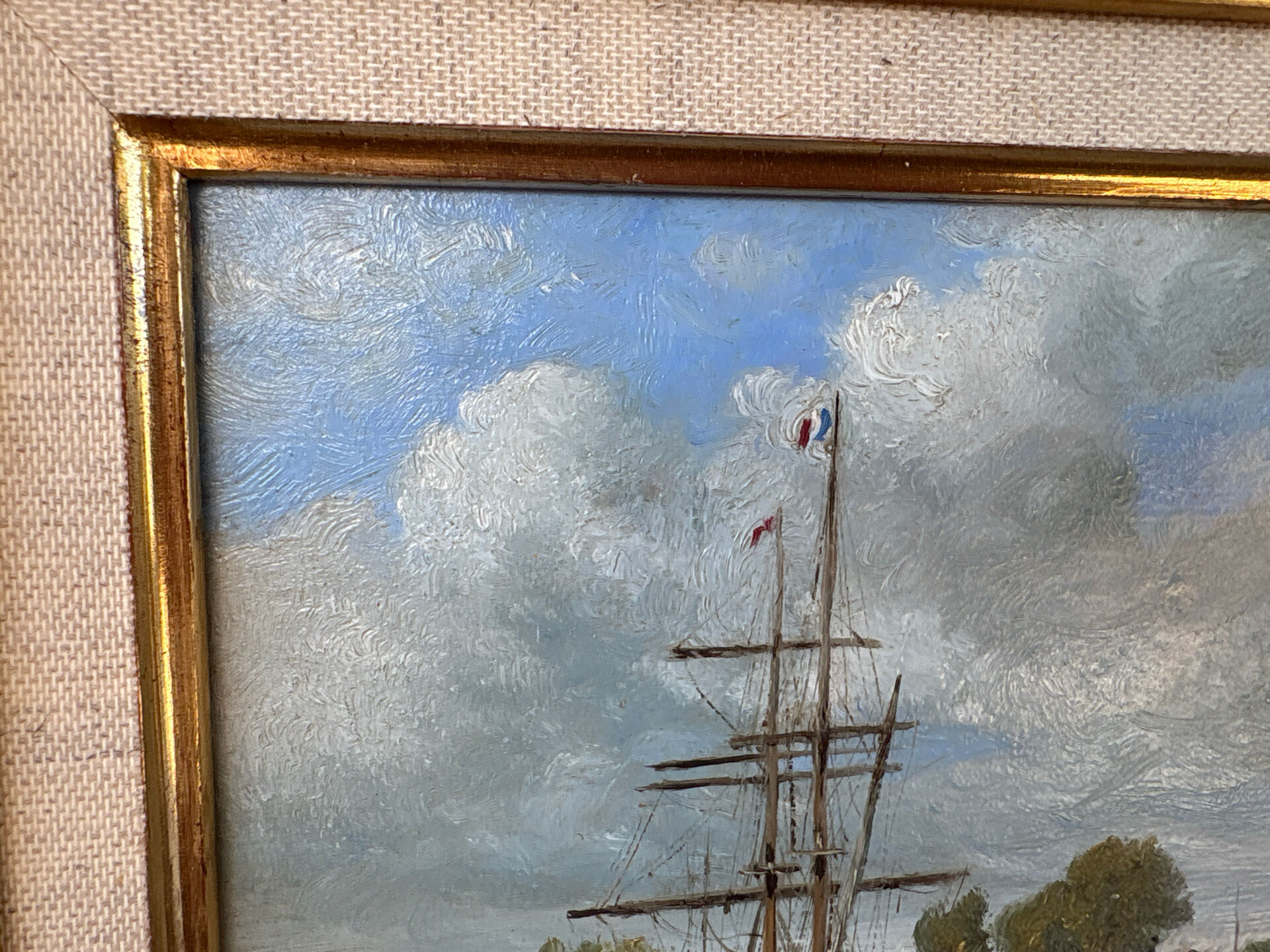 Table by Gérard Roux known as "Rouxe" – Animated marine scene, oil on canvas.