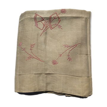 Sheet 2 places linen new embroidered BD pink dark beige canvas