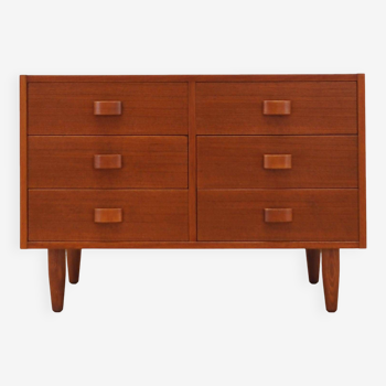 Teak chest of drawers, Danish design, 1970s, manufacturer: Domino Møbler