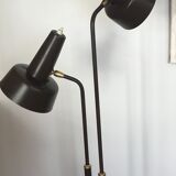 Lampadaire années 50, 2 spots, métal et laiton