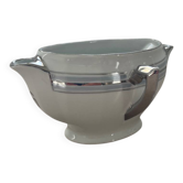 Saucière ancienne porcelaine française blanche M&S filet argent