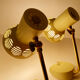 Pair of vintage 50s bedside table lamps, white yellow, laitonon, opaline