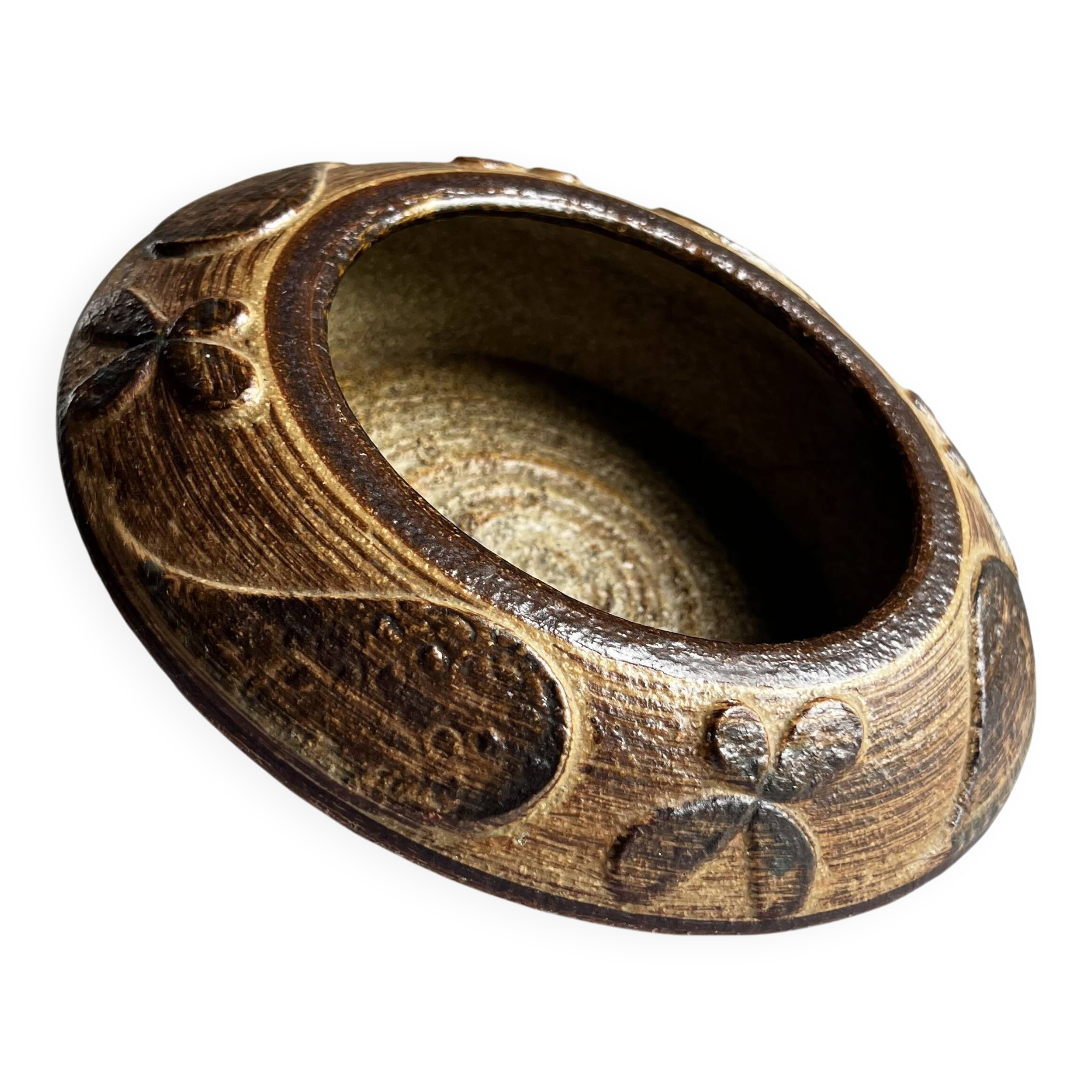 Modernist raw stoneware coupe by Haico Nitzsche for Søholm, Denmark.