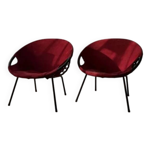 Chaises ballon années 60 Lusch Ensemble de deux fauteuils lounge vintage