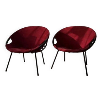1960s Lusch balloon chairs | Set of two vintage lounge armchairs