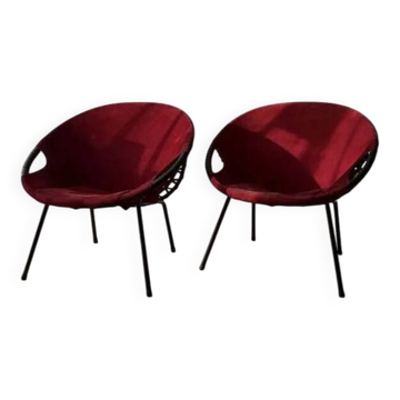 Chaises ballon années 60 Lusch | Ensemble de deux fauteuils lounge vintage