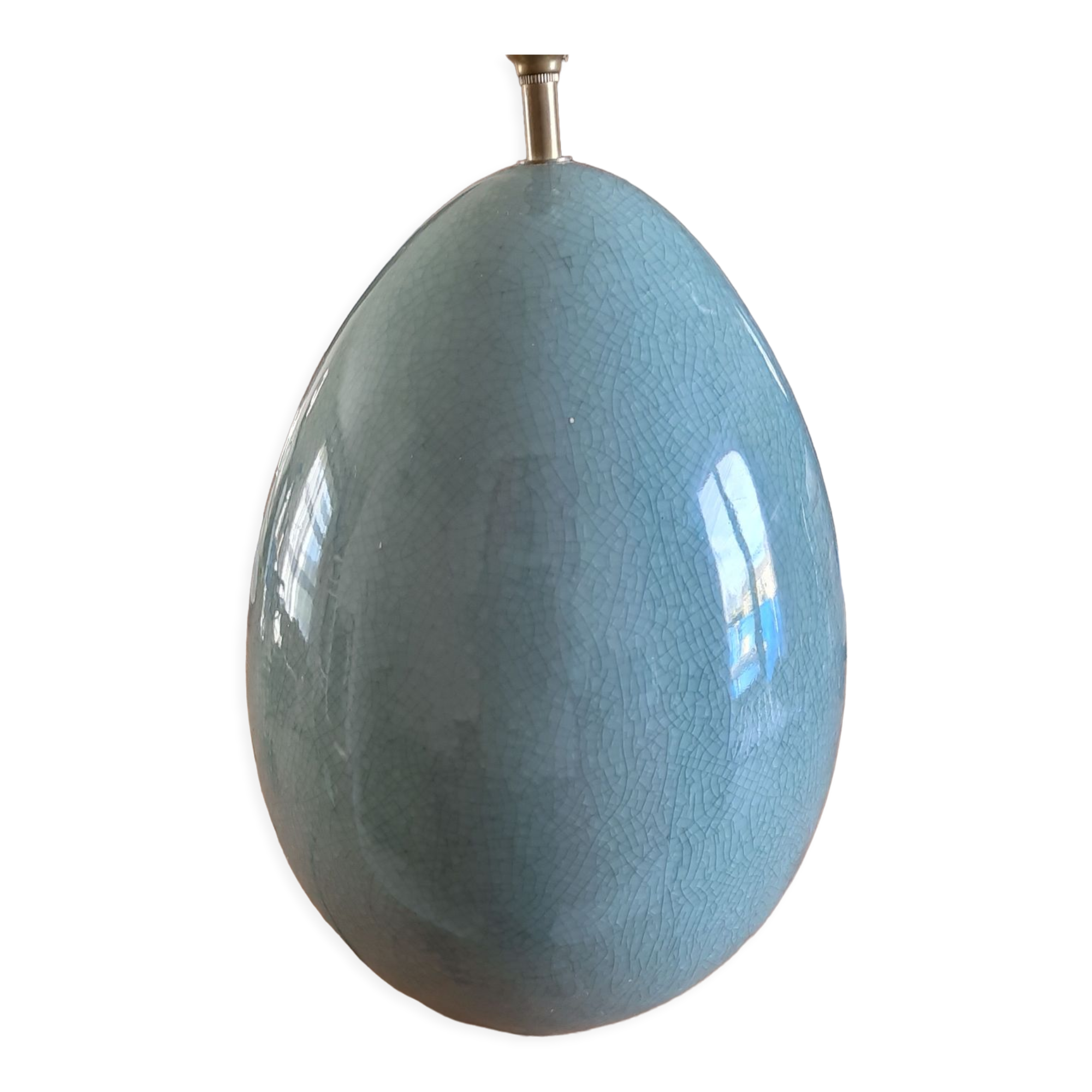 Celadon green cracked earthenware egg lamp foot