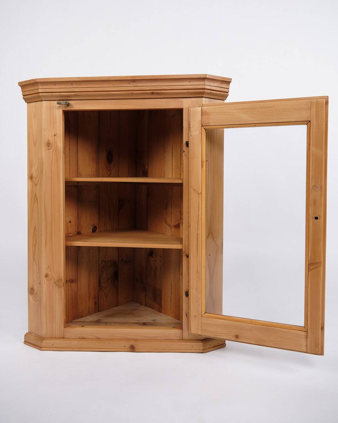 Hanging corner cabinet with glass door - pine - year 1890s