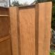 Vintage wardrobe with compass legs in raw wood, sliding doors, 1960s